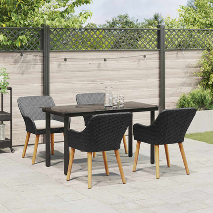 Have Spisebordssæt 5 stk. Sort polyrattan