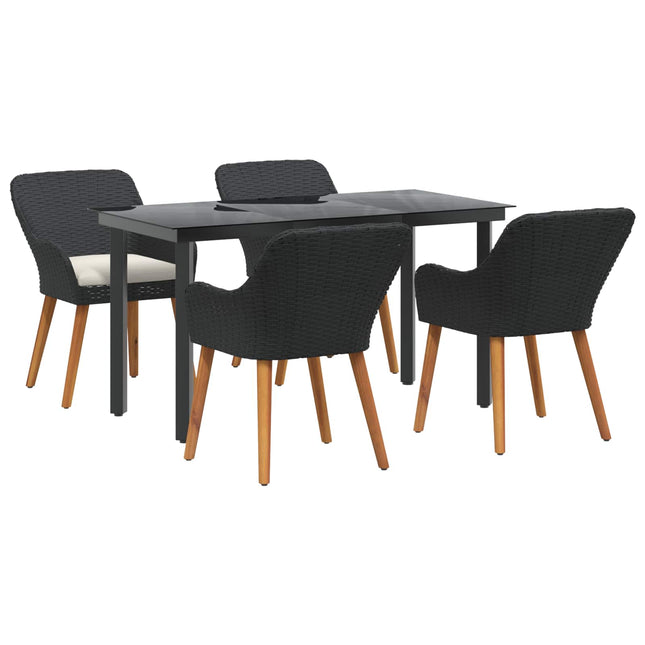 Have Spisebordssæt 5 stk. Sort polyrattan