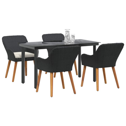 Have Spisebordssæt 5 stk. Sort polyrattan