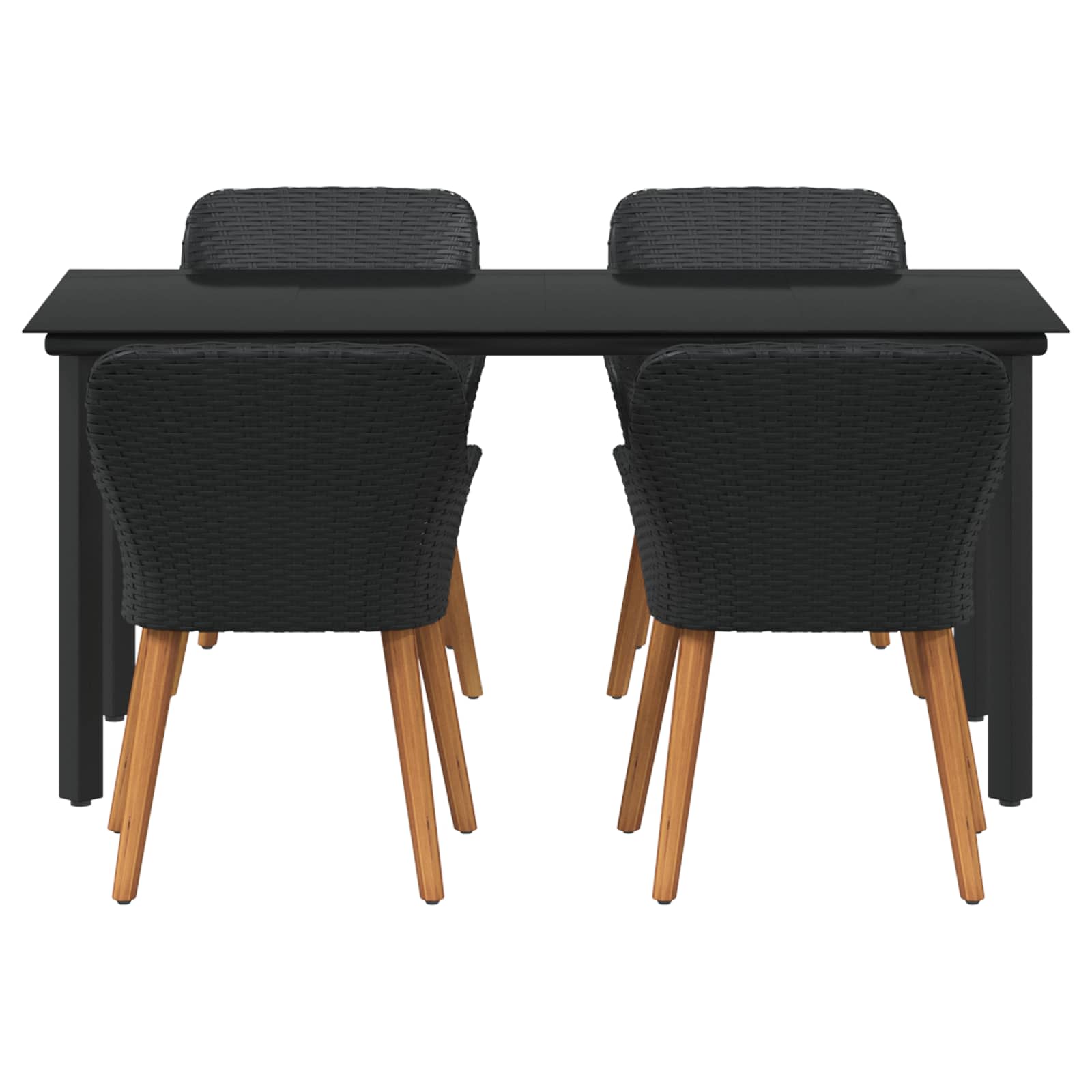 Have Spisebordssæt med pude 5 pcs Sort polyrattan