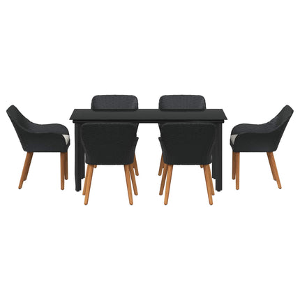 Have Spisebordssæt 7 stk. Sort polyrattan