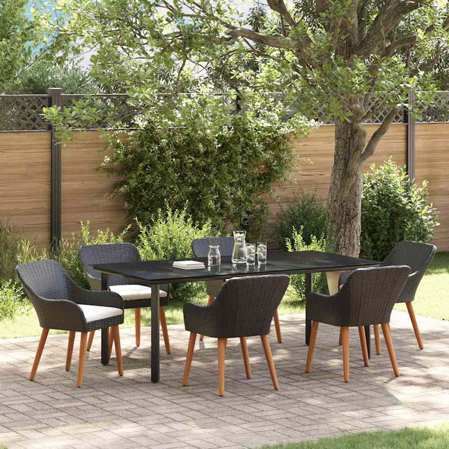 Have Spisebordssæt 7 stk. Sort polyrattan