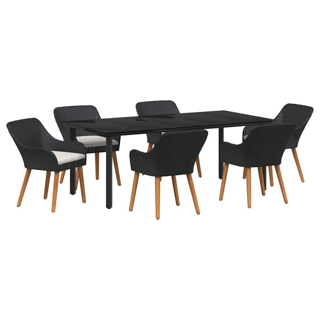 Have Spisebordssæt 7 stk. Sort polyrattan