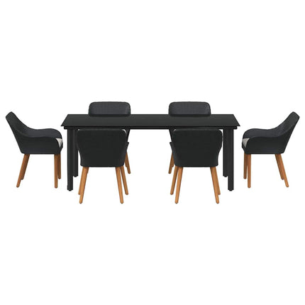 Have Spisebordssæt med pude 7 pcs Sort polyrattan