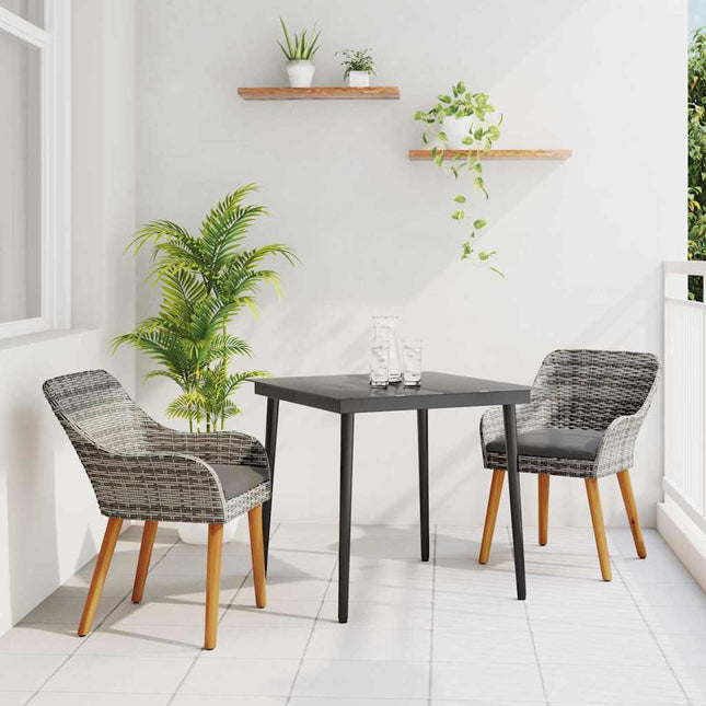 Have Spisebordssæt 3 stk. Grå polyrattan