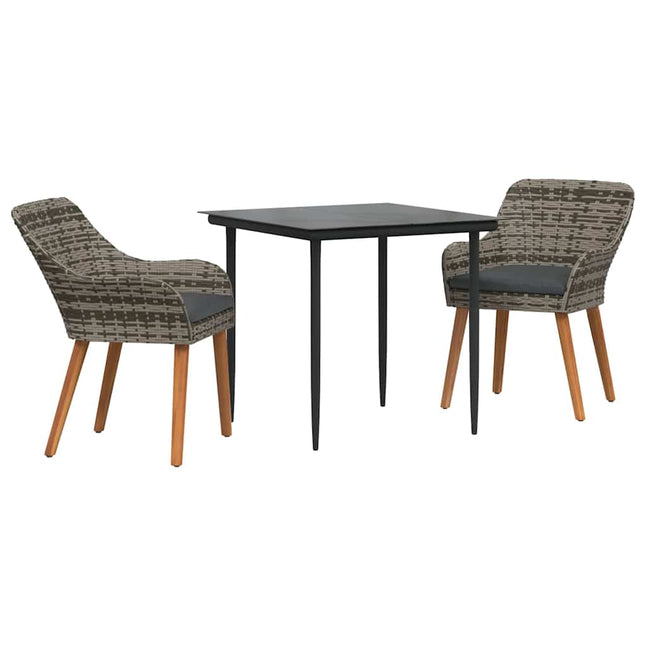 Have Spisebordssæt 3 stk. Grå polyrattan