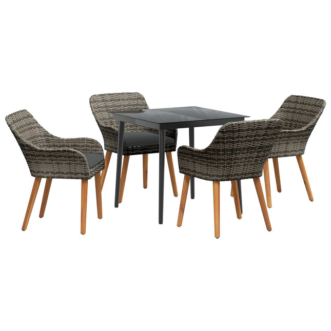 Have Spisebordssæt 5 stk. Grå polyrattan