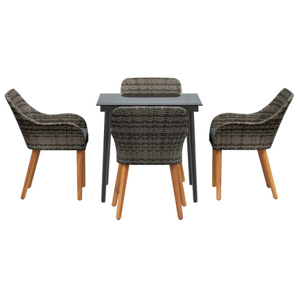 Have Spisebordssæt med pude 5 pcs Grå polyrattan