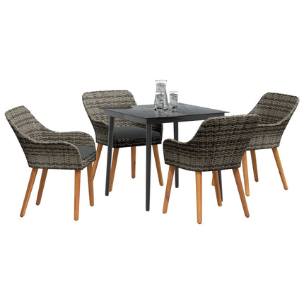 Have Spisebordssæt med pude 5 pcs Grå polyrattan