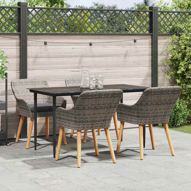 Have Spisebordssæt 5 stk. Grå polyrattan