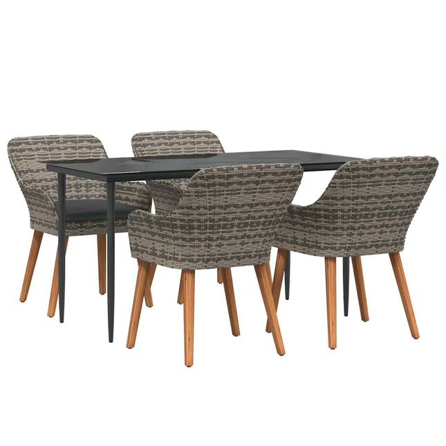 Have Spisebordssæt 5 stk. Grå polyrattan