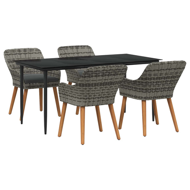 Have Spisebordssæt 5 stk. Grå polyrattan