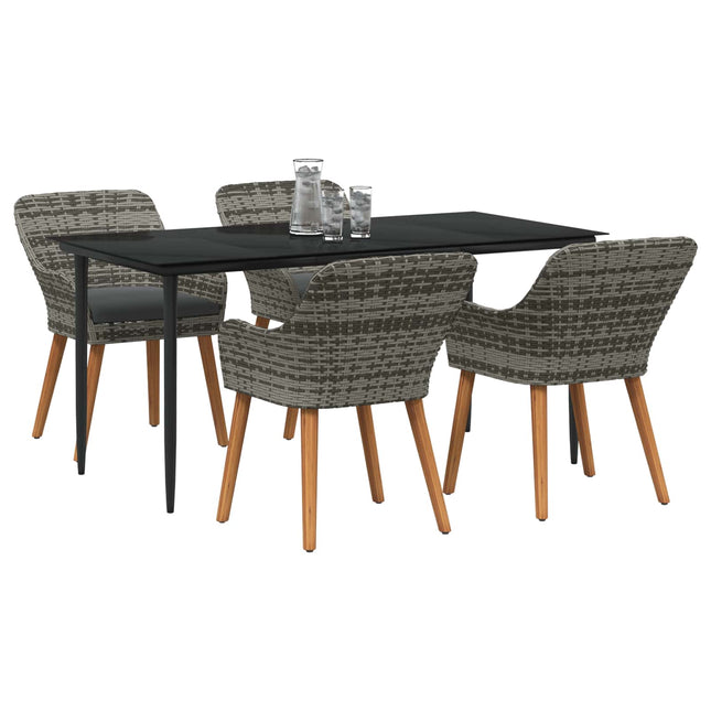 Have Spisebordssæt 5 stk. Grå polyrattan