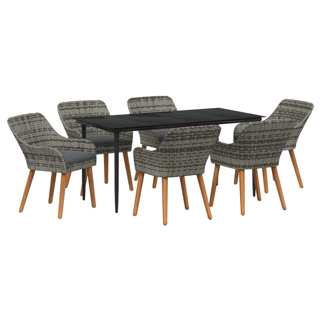 Have Spisebordssæt 7 stk. Grå polyrattan