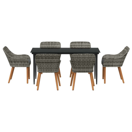 Have Spisebordssæt med pude 7 pcs Grå polyrattan