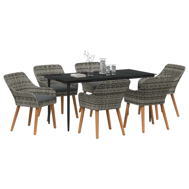 Have Spisebordssæt 7 stk. Grå polyrattan
