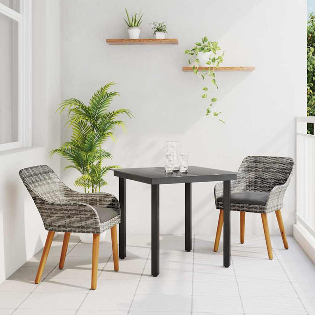 Have Spisebordssæt 3 stk. Grå polyrattan