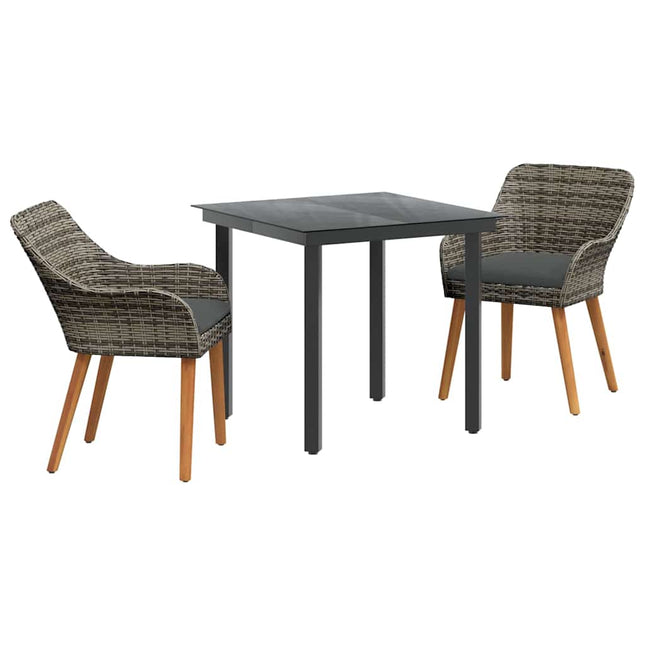 Have Spisebordssæt 3 stk. Grå polyrattan