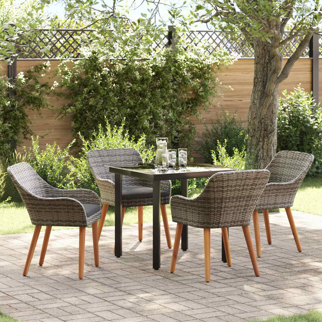 Have Spisebordssæt 5 stk. Grå polyrattan