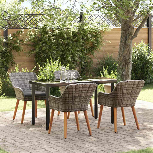 Have Spisebordssæt 5 stk. Grå polyrattan