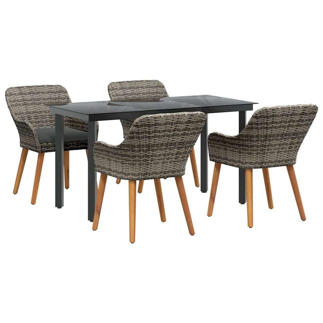 Have Spisebordssæt 5 stk. Grå polyrattan