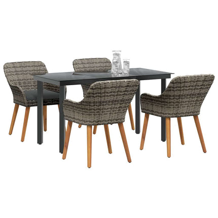 Have Spisebordssæt 5 stk. Grå polyrattan