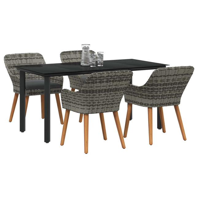 Have Spisebordssæt med pude 5 pcs Grå polyrattan