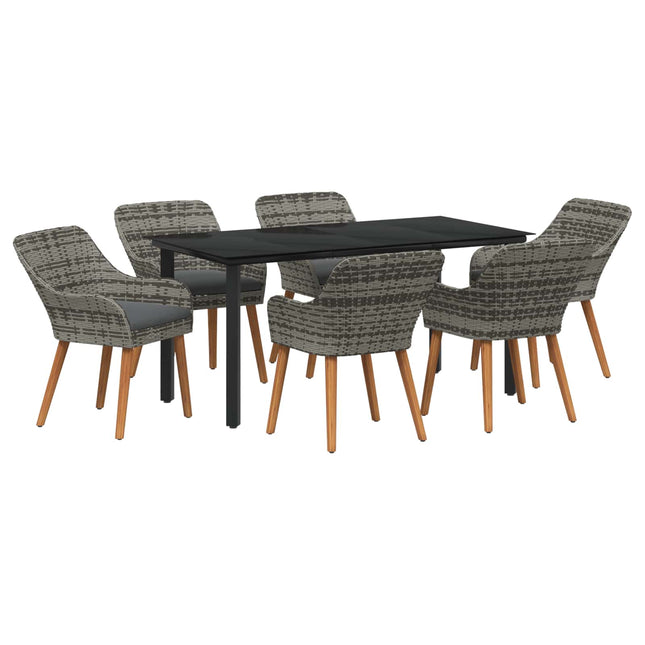 Have Spisebordssæt med pude 7 pcs Grå polyrattan
