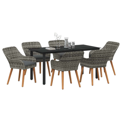 Have Spisebordssæt 7 stk. Grå polyrattan