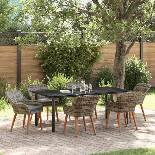 Have Spisebordssæt 7 stk. Grå polyrattan
