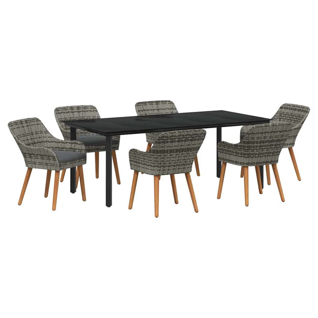 Have Spisebordssæt 7 stk. Grå polyrattan