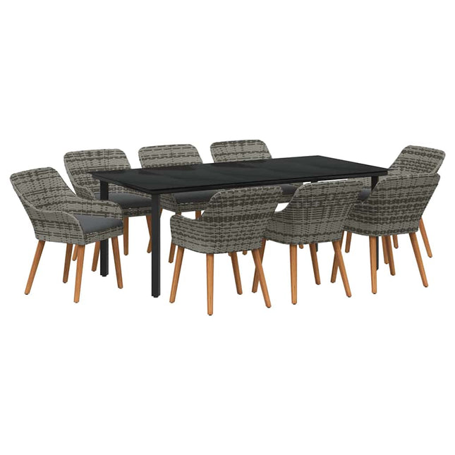 Have Spisebordssæt 9 stk. Grå polyrattan