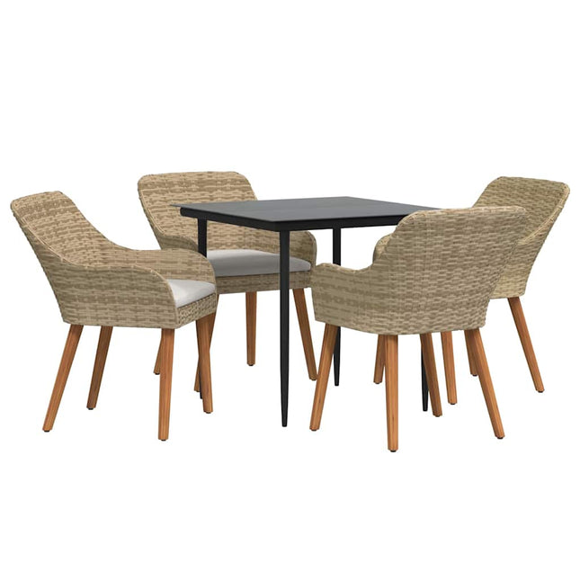 Have Spisebordssæt 5 stk. Beige polyrattan
