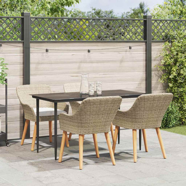 Have Spisebordssæt 5 stk. Beige polyrattan