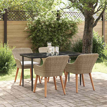 Have Spisebordssæt med pude 5 pcs Beige polyrattan