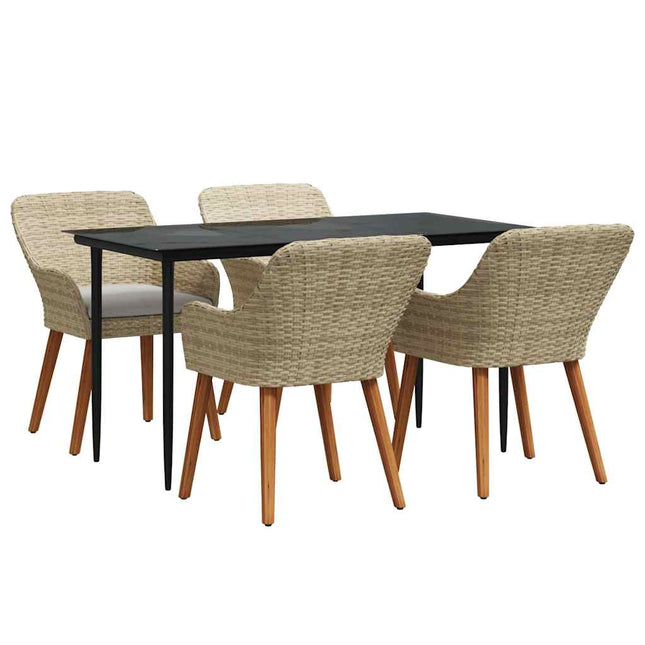 Have Spisebordssæt 5 stk. Beige polyrattan