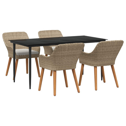 Have Spisebordssæt med pude 5 pcs Beige polyrattan