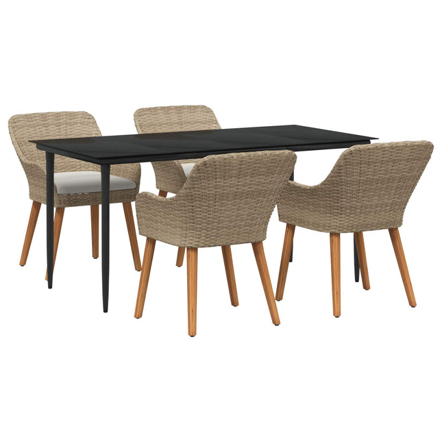 Have Spisebordssæt 5 stk. Beige polyrattan