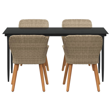 Have Spisebordssæt med pude 5 pcs Beige polyrattan