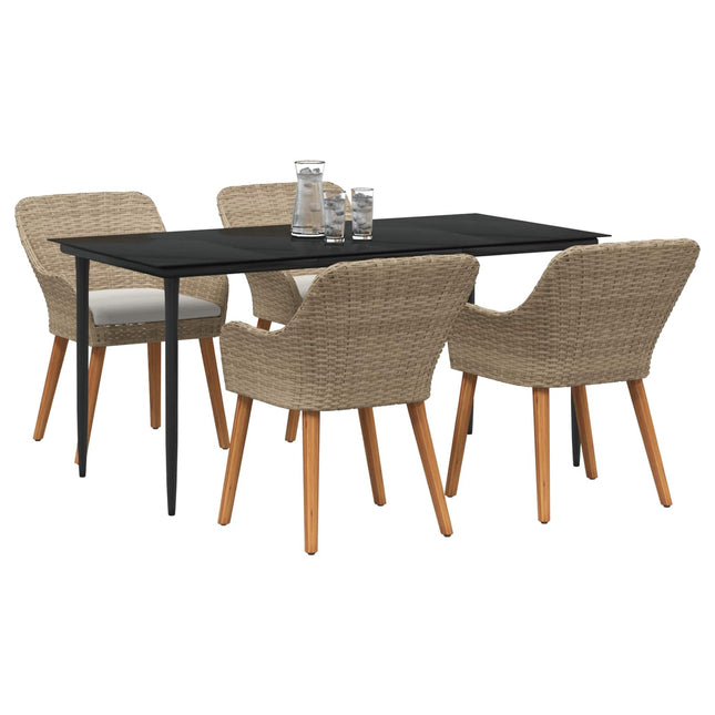 Have Spisebordssæt 5 stk. Beige polyrattan