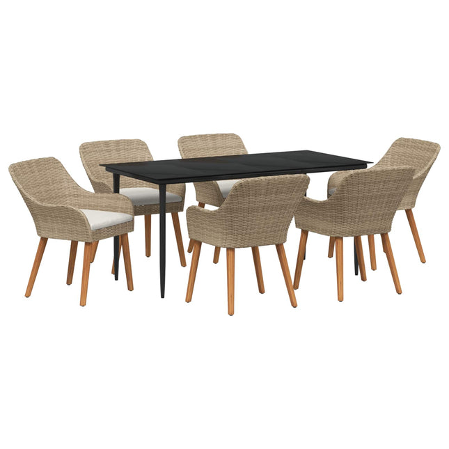 Have Spisebordssæt 7 stk. Beige polyrattan