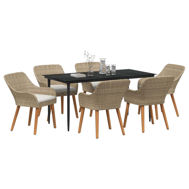 Have Spisebordssæt 7 stk. Beige polyrattan
