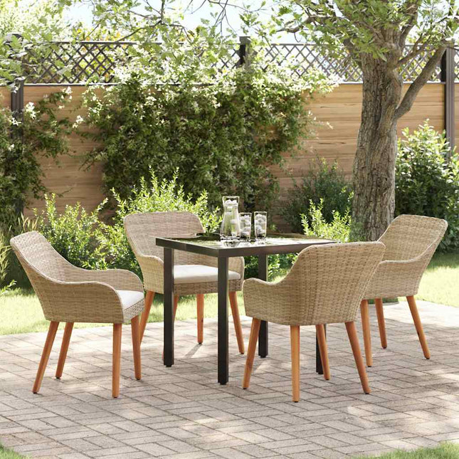 Have Spisebordssæt 5 stk. Beige polyrattan