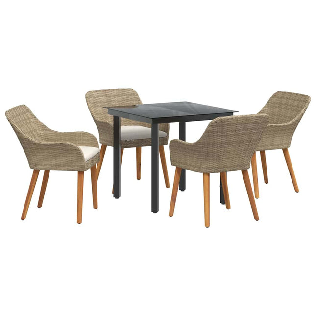 Have Spisebordssæt 5 stk. Beige polyrattan