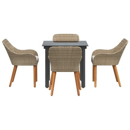 Have Spisebordssæt 5 stk. Beige polyrattan