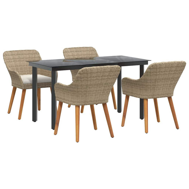 Have Spisebordssæt 5 stk. Beige polyrattan