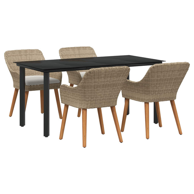 Have Spisebordssæt med pude 5 pcs Beige polyrattan