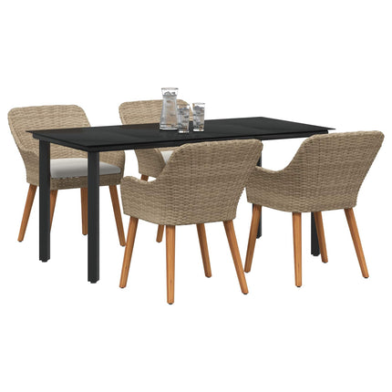 Have Spisebordssæt med pude 5 pcs Beige polyrattan