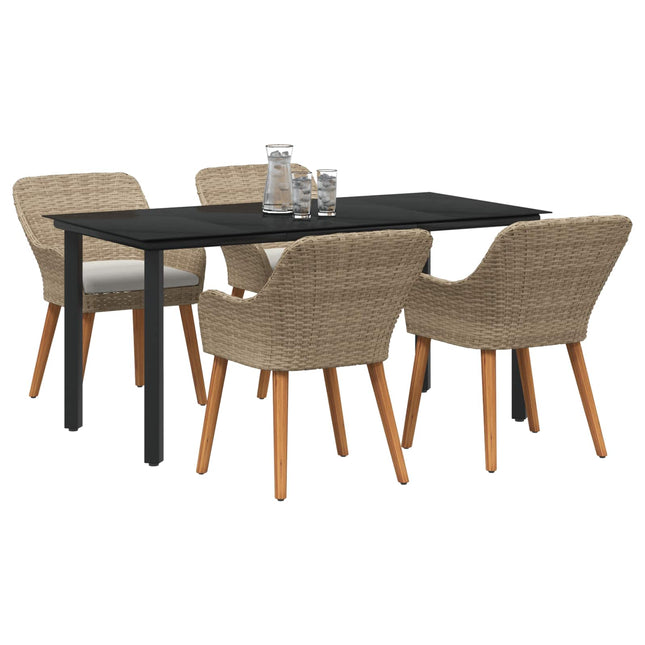 Have Spisebordssæt med pude 5 pcs Beige polyrattan