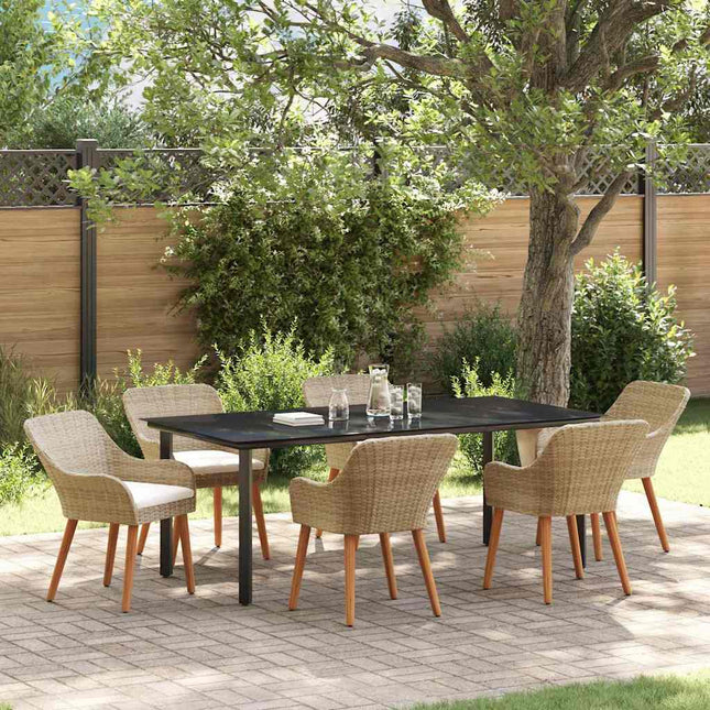 Have Spisebordssæt 7 stk. Beige polyrattan